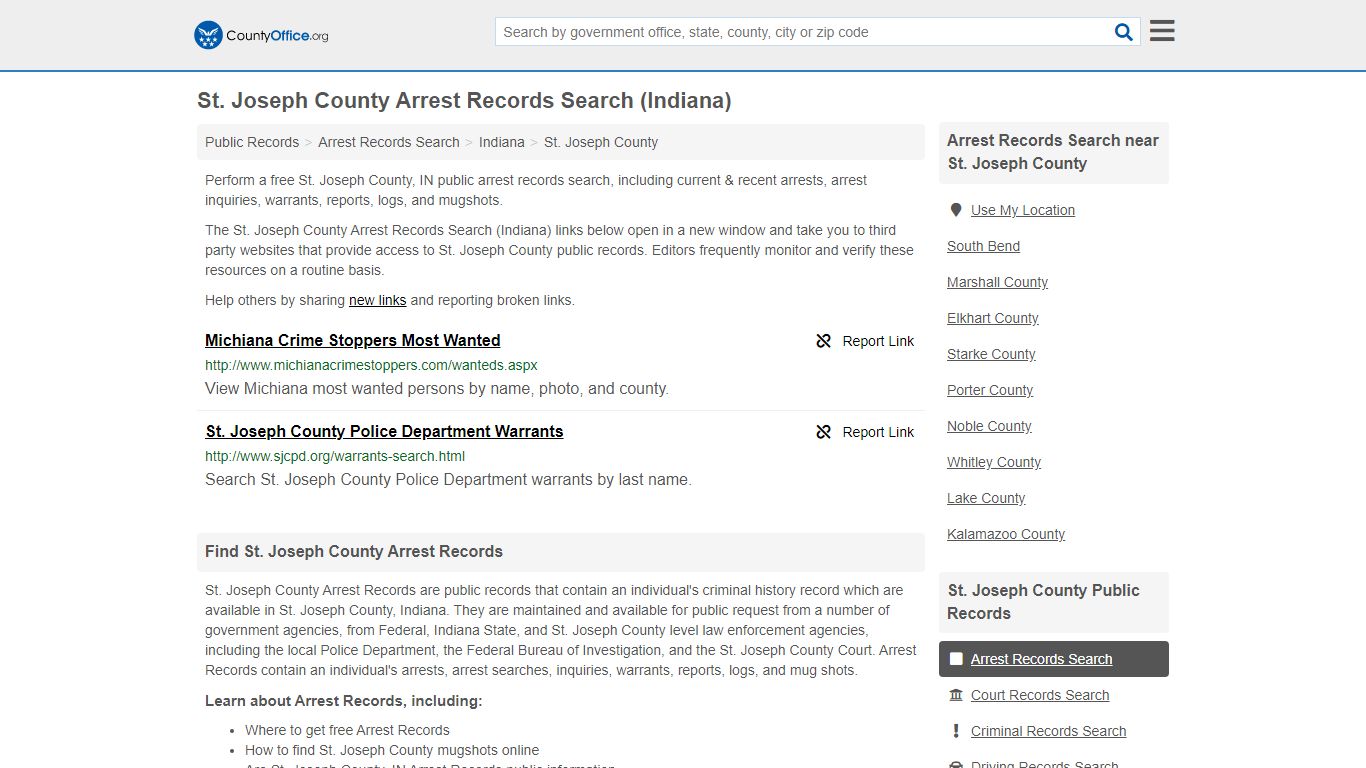 Arrest Records Search - St. Joseph County, IN (Arrests ...